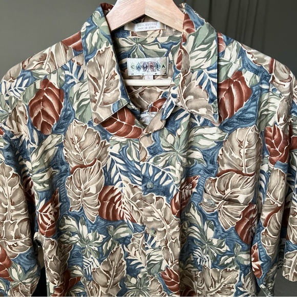 Campia Moda Hawaiian Shirt L Green Fuana S/S Aloha Lounge Size L - Picture 4 of 13